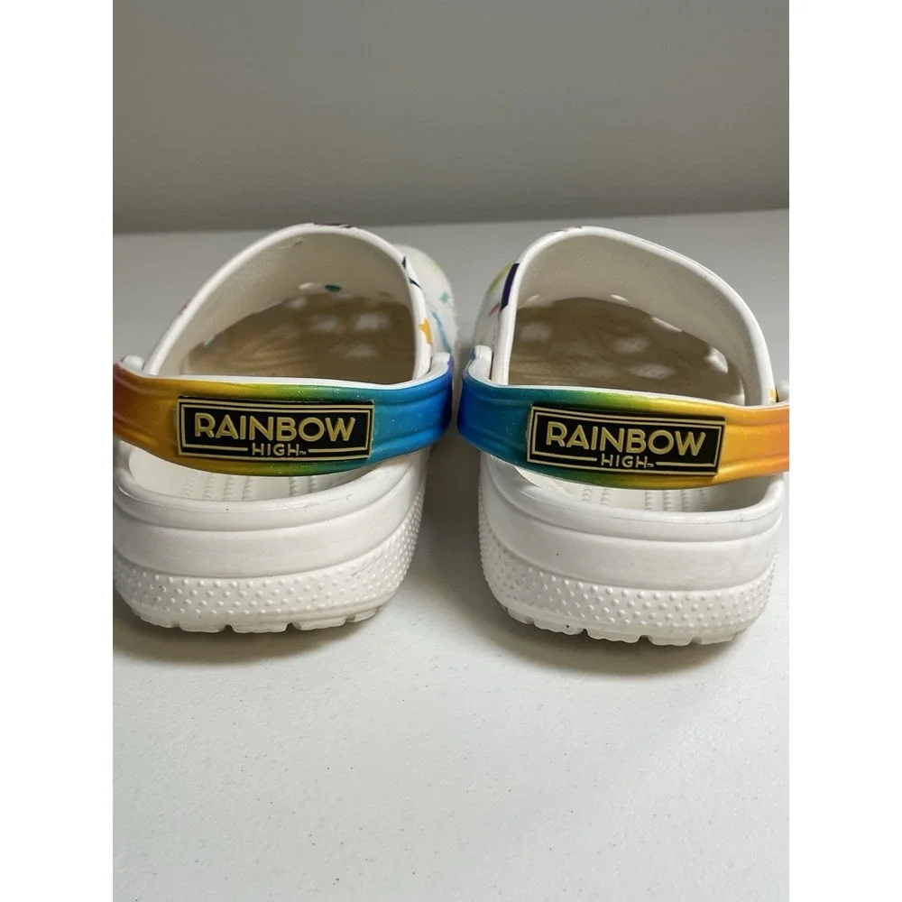 Crocs Rainbow High Clogs Girls J6‎ Dolls Slip on Kids White Shoes Classic
